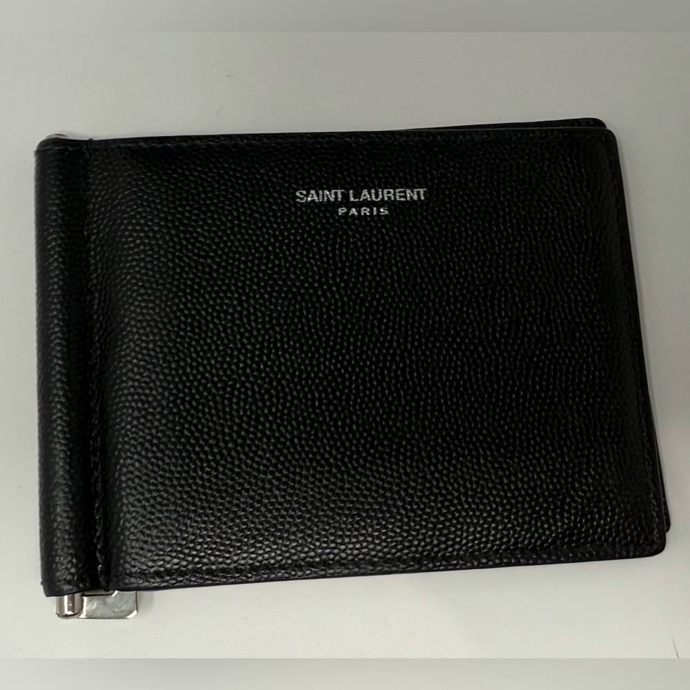 Saint Laurent Black Leather Money Clip